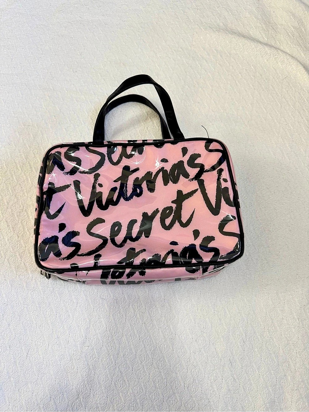Victoria's Secret Graffiti Logo Double Train Case Pink & Black